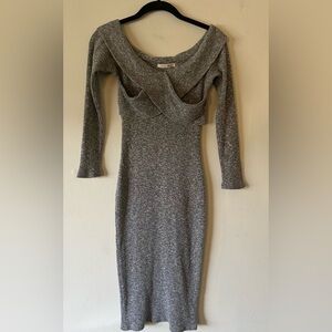 Better Be Charcoal Long Sleeve Sweater Dress